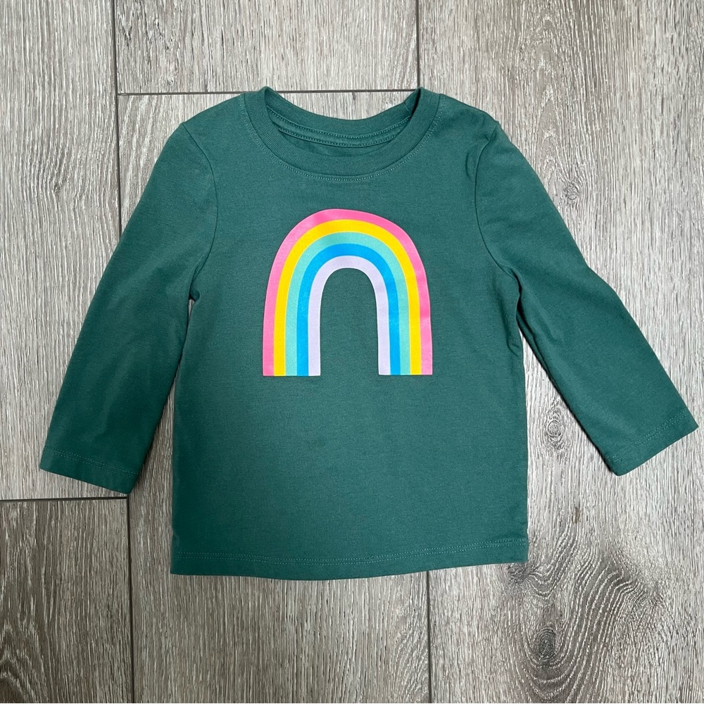 CAT AND JACK LONG SLEEVE SHIRT RAINBOW GREEN 18MO